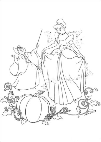 Fairy Helps Cinderella  Coloring Page